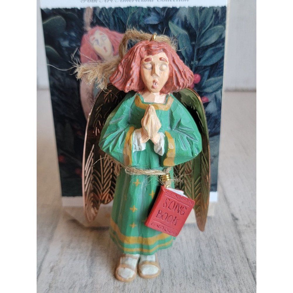 Hallmark 1996 caroling Angel folk art ornament Xmas
